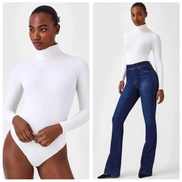 Spanx Suit Yourself Ribbed Long Sleeve Turtleneck Bodysuit Size Large NWT New - Picture 1 of 16